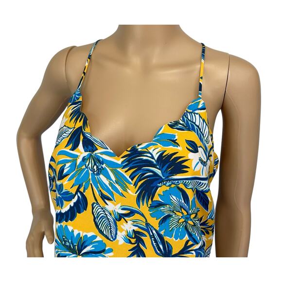 2/$30 J. Crew Floral Scalloped Cami Top Blanche Floral Yellow Blue AO912 Size 4 - Picture 7 of 13